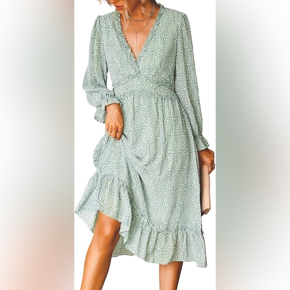 CUPSHE Women's V Neck Midi Dress - Picture 1 of 8